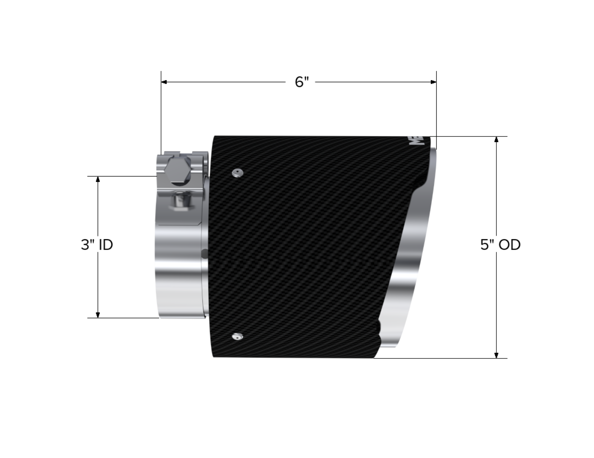 MBRP Exhaust T5184CF Tip. 5in. OD Out. 3in. ID. Dual Wall. CF T304